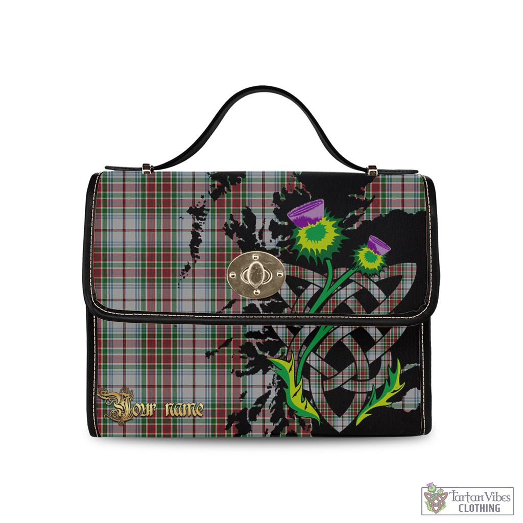 Tartan Vibes Clothing MacBain Dress Tartan Waterproof Canvas Bag with Scotland Map and Thistle Celtic Accents