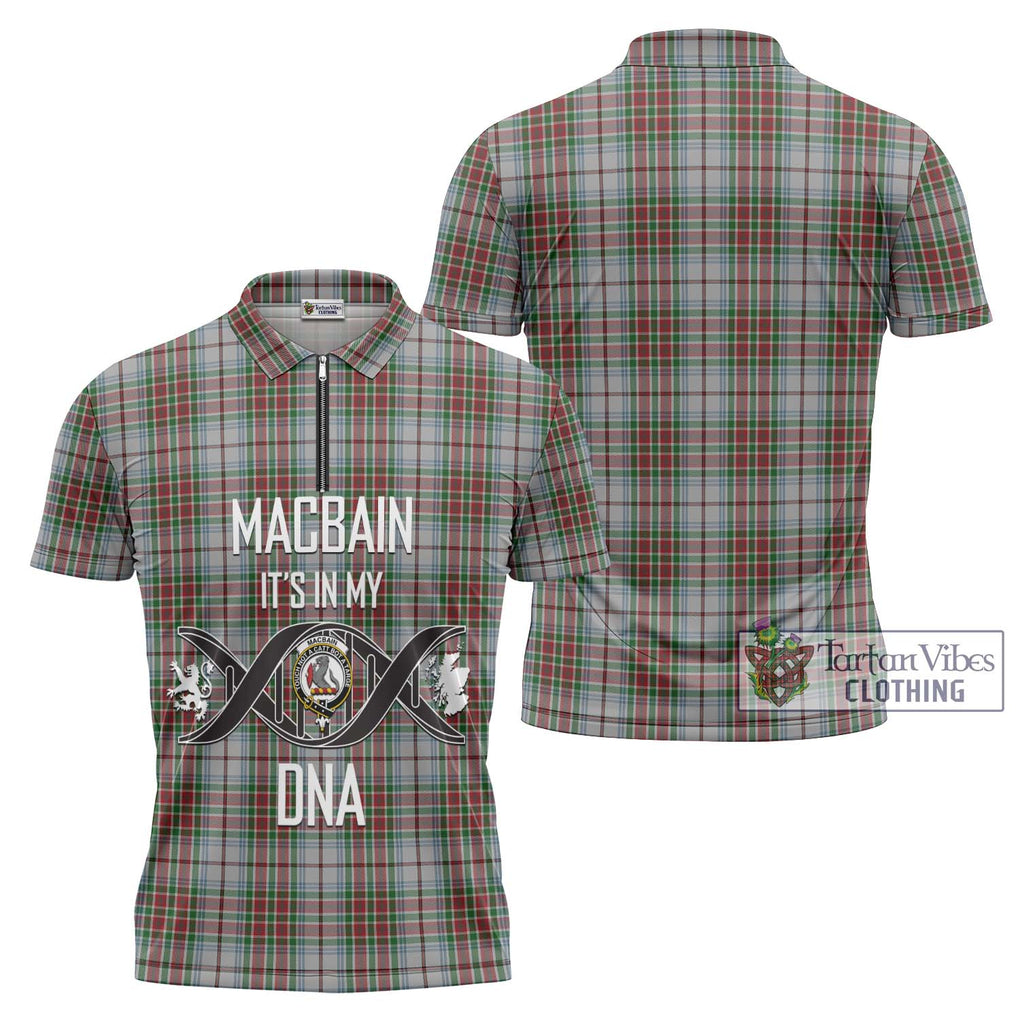 MacBain Dress Tartan Zipper Polo Shirt with Family Crest DNA In Me Style Unisex - Tartanvibesclothing Shop