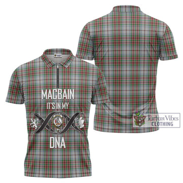 MacBain Dress Tartan Zipper Polo Shirt with Family Crest DNA In Me Style