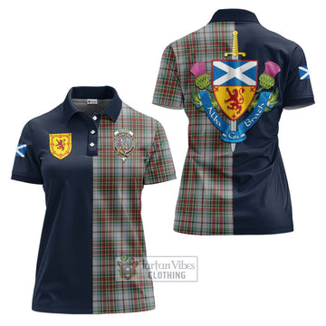 MacBain Dress Tartan Women's Polo Shirt Alba with Scottish Lion Royal Arm Half Style