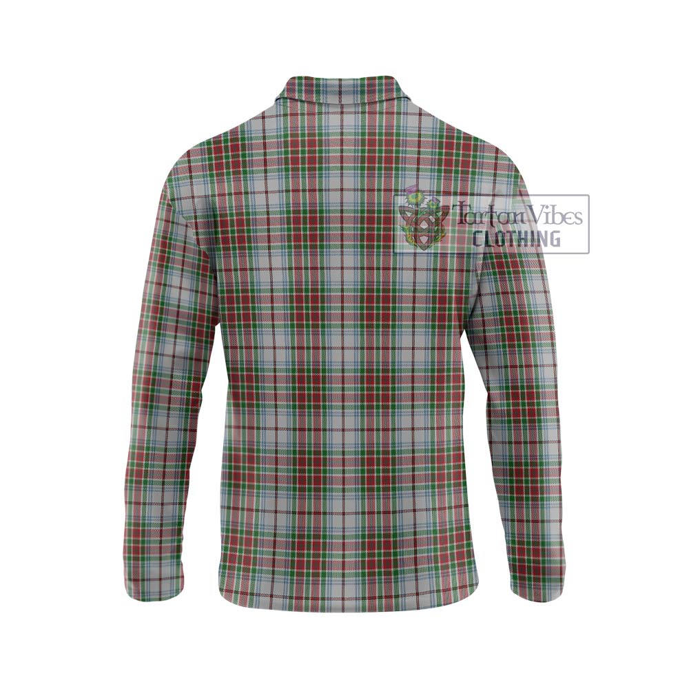 MacBain Dress Tartan Long Sleeve Polo Shirt with Family Crest DNA In Me Style - Tartanvibesclothing Shop