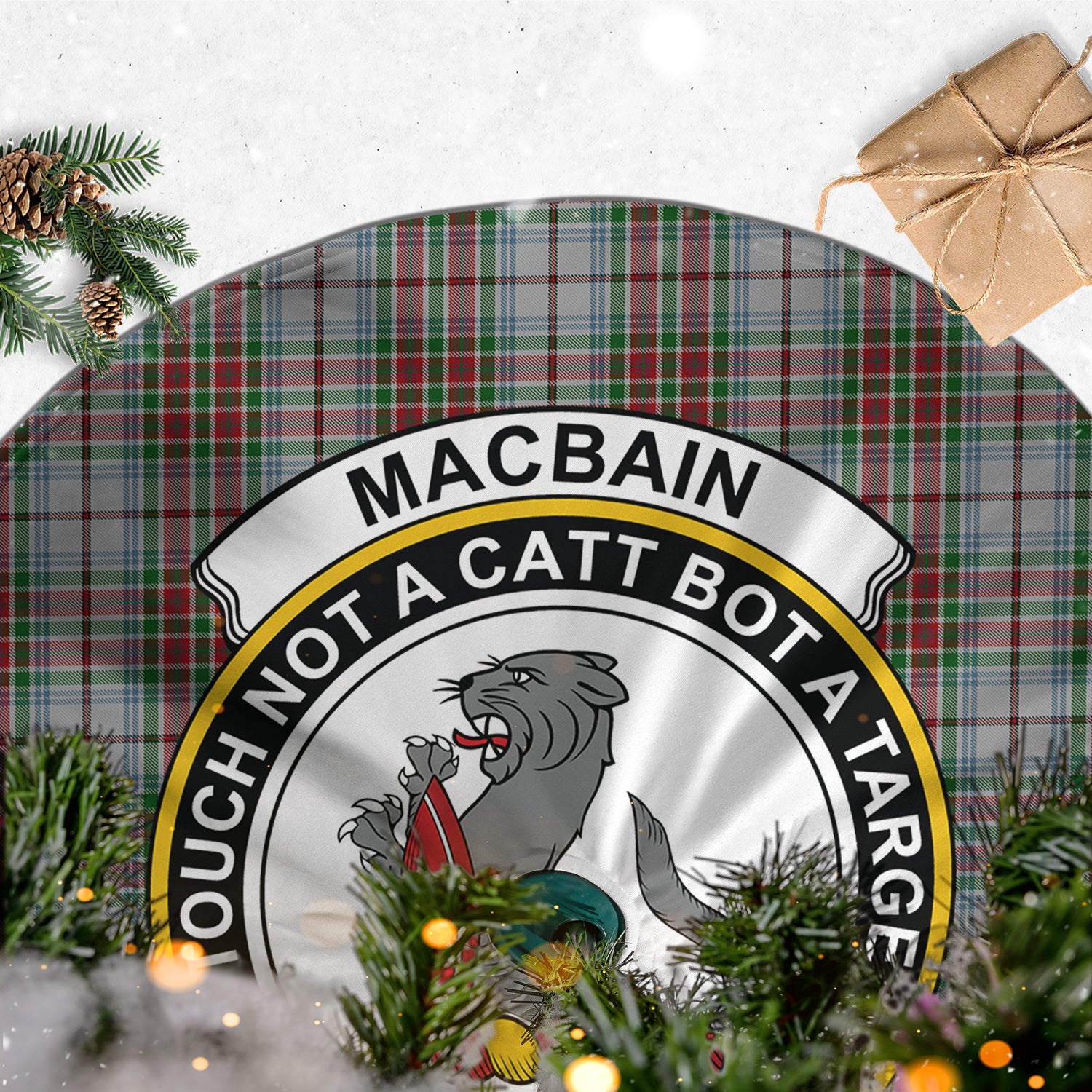 MacBain Dress Tartan Christmas Tree Skirt with Family Crest - Tartanvibesclothing