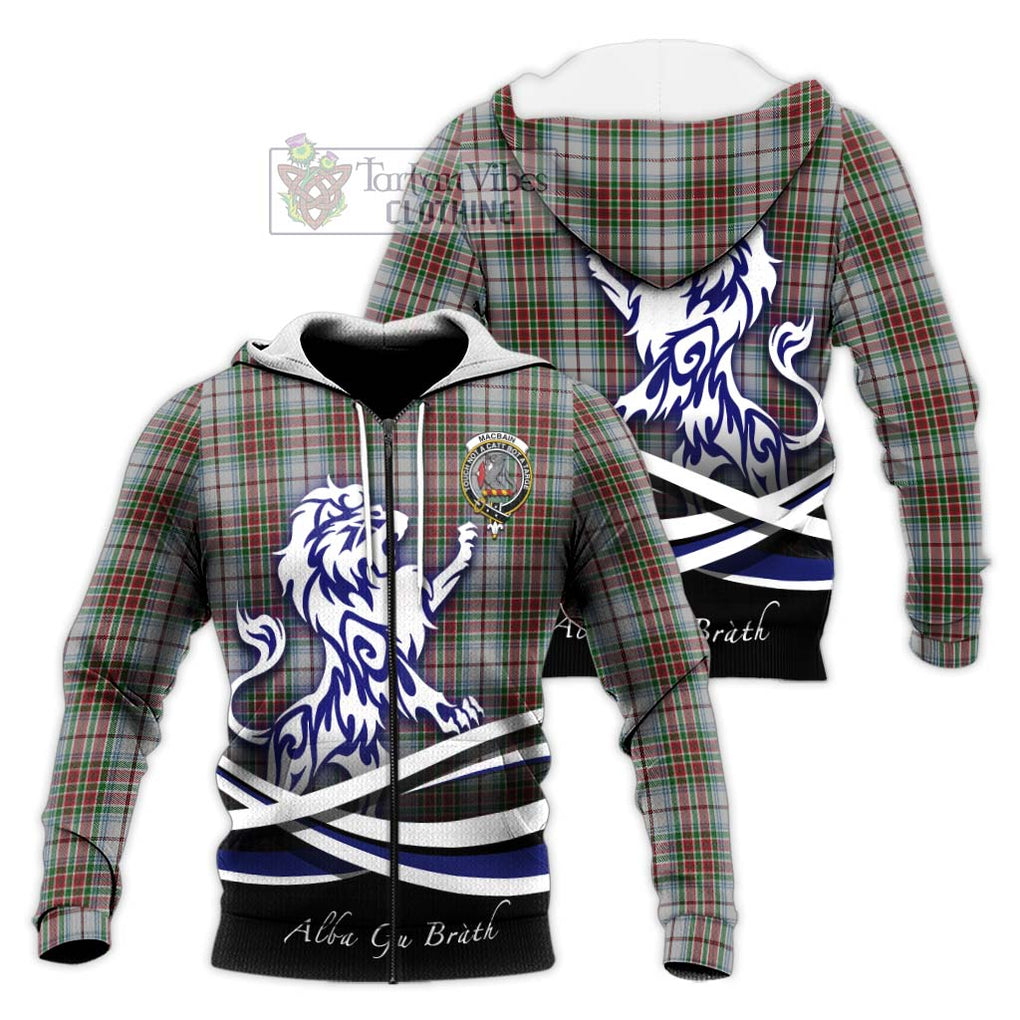 MacBain Dress Tartan Knitted Hoodie with Alba Gu Brath Regal Lion Emblem Unisex Knitted Zip Hoodie - Tartanvibesclothing Shop