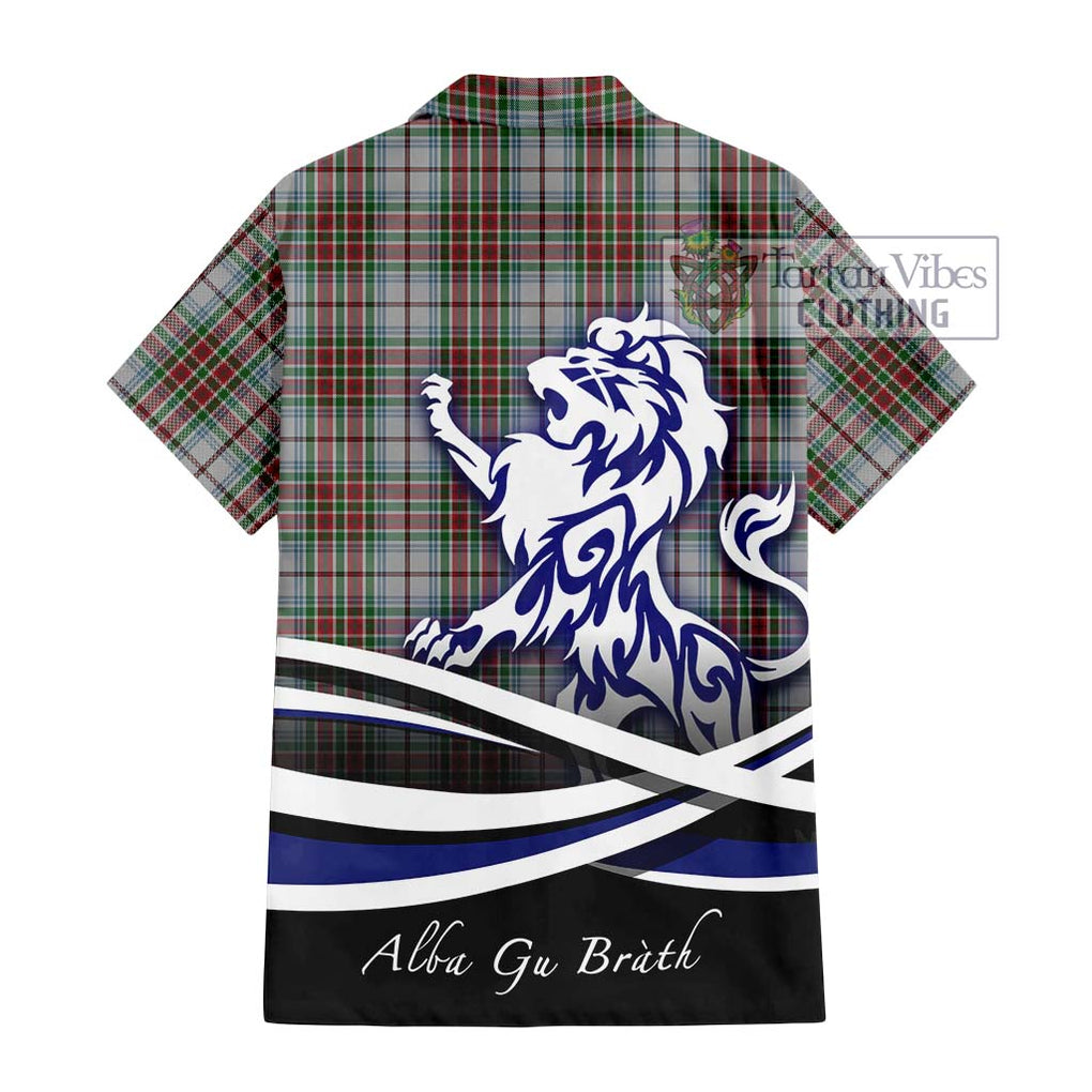 MacBain Dress Tartan Short Sleeve Button Shirt with Alba Gu Brath Regal Lion Emblem - Tartanvibesclothing Shop