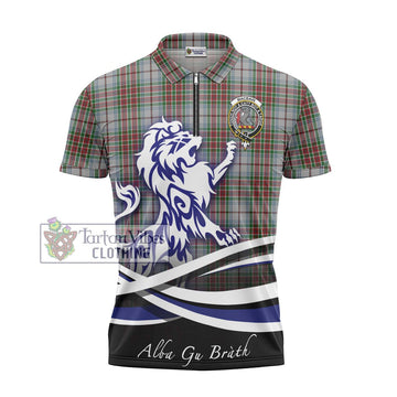 MacBain Dress Tartan Zipper Polo Shirt with Alba Gu Brath Regal Lion Emblem