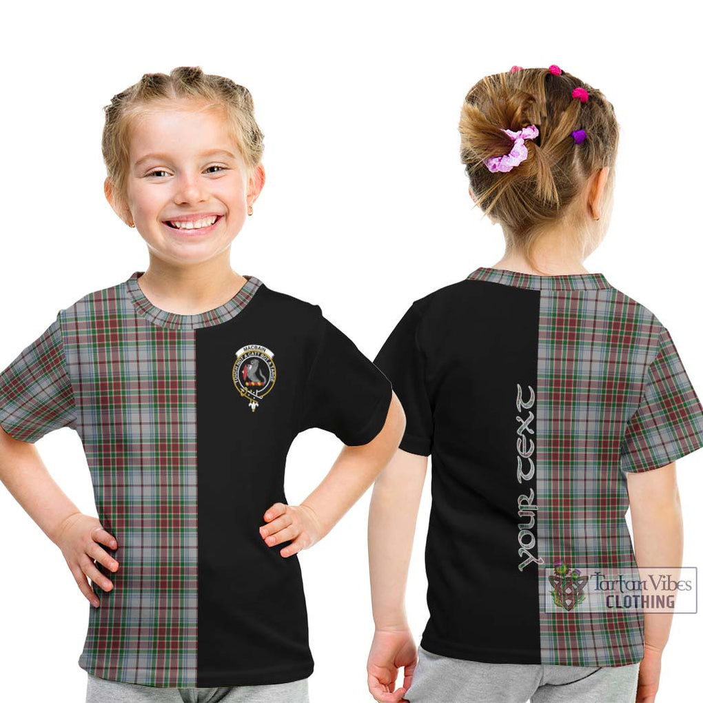 MacBain Dress Tartan Kid T-Shirt with Family Crest and Half Of Me Style - Tartanvibesclothing Shop