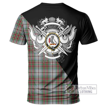 MacBain Dress Tartan T-Shirt with Family Crest and Military Logo Style