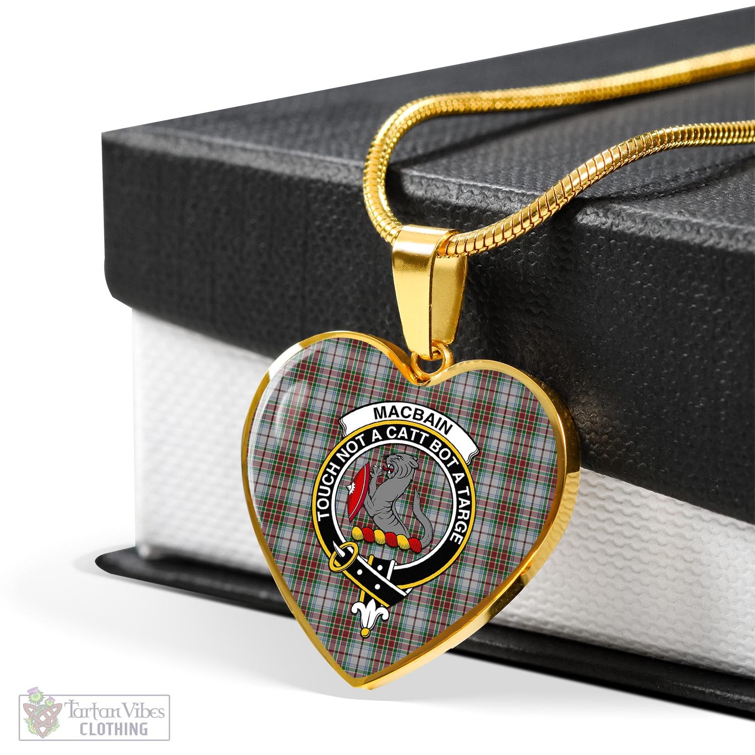 Tartan Vibes Clothing MacBain Dress Tartan Heart Necklace with Family Crest