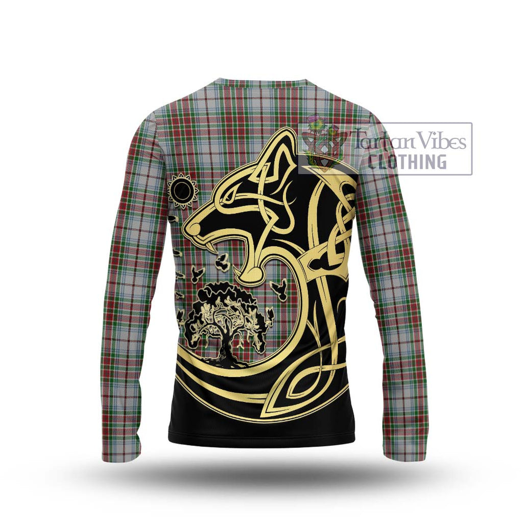 MacBain Dress Tartan Long Sleeve T-Shirt with Family Crest Celtic Wolf Style - Tartan Vibes Clothing