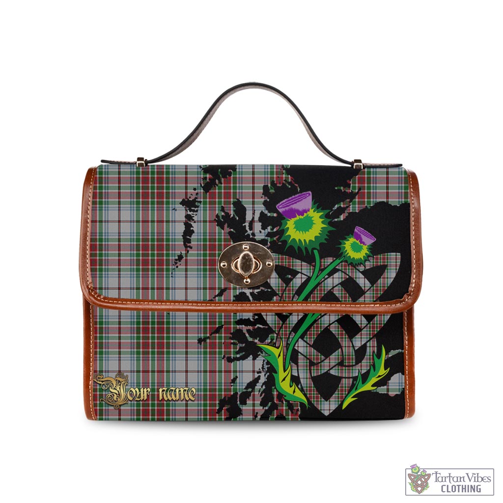 Tartan Vibes Clothing MacBain Dress Tartan Waterproof Canvas Bag with Scotland Map and Thistle Celtic Accents