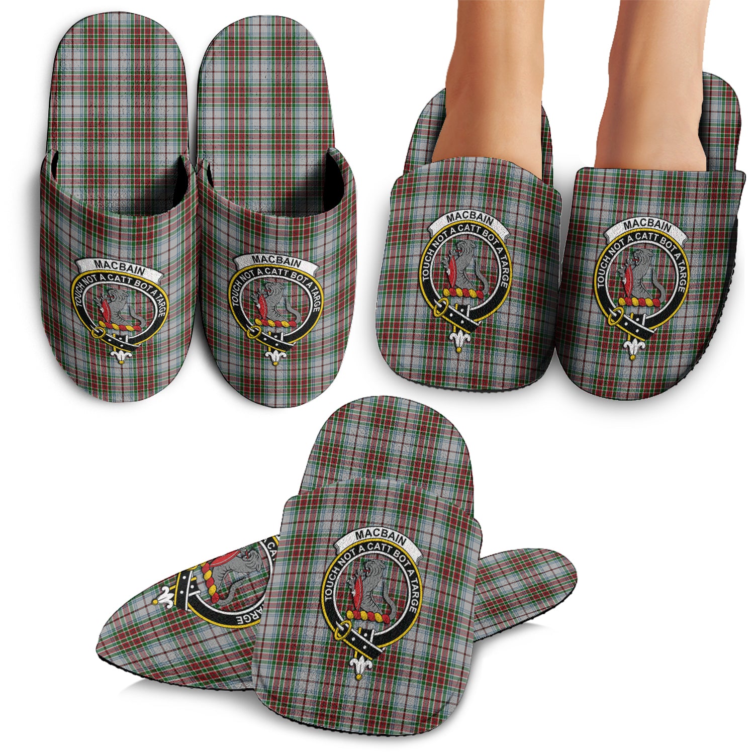 MacBain Dress Tartan Home Slippers with Family Crest - Tartanvibesclothing