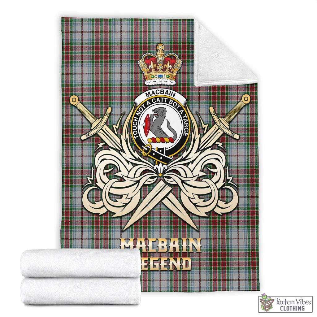 Tartan Vibes Clothing MacBain Dress Tartan Blanket with Clan Crest and the Golden Sword of Courageous Legacy