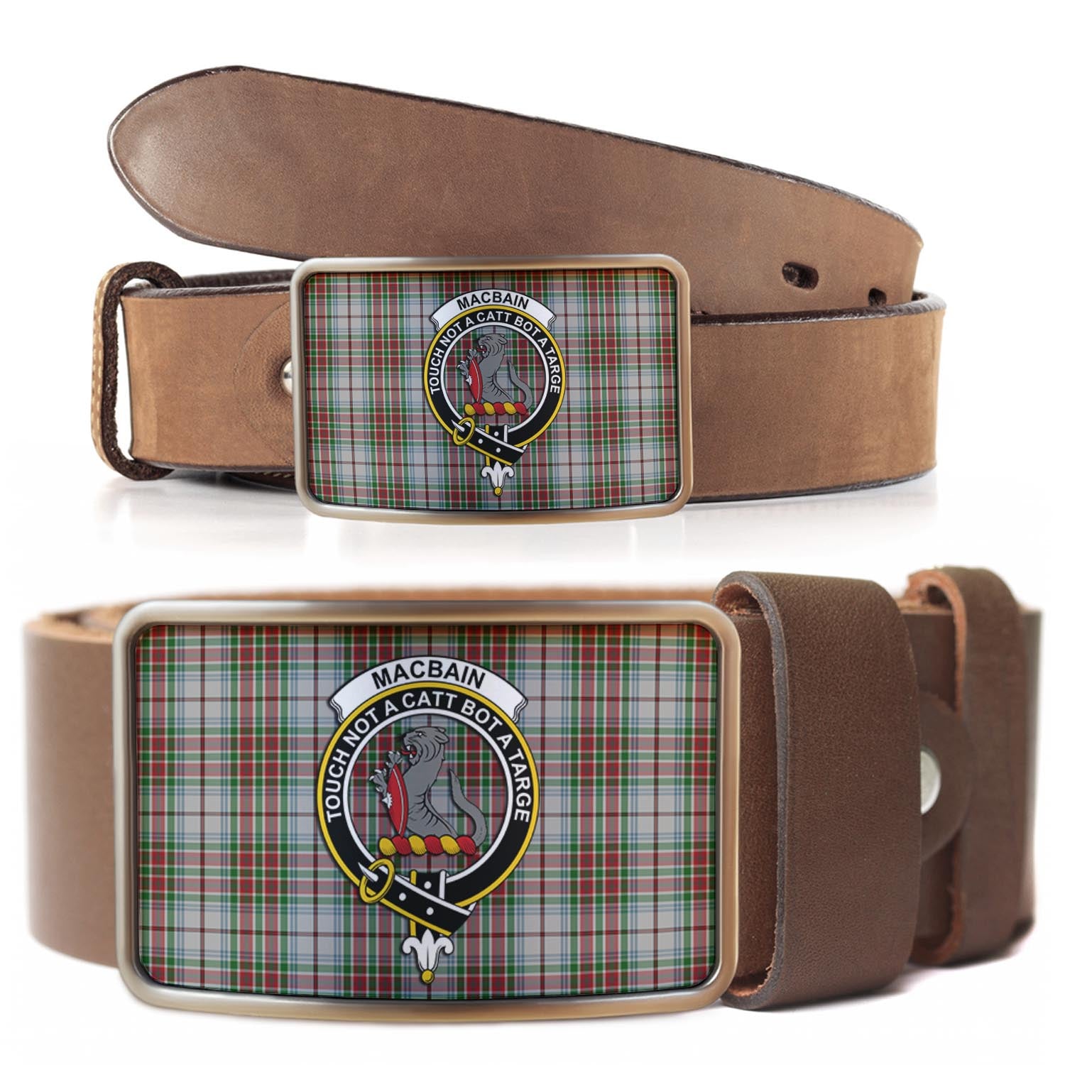 MacBain Dress Tartan Belt Buckles with Family Crest - Tartanvibesclothing