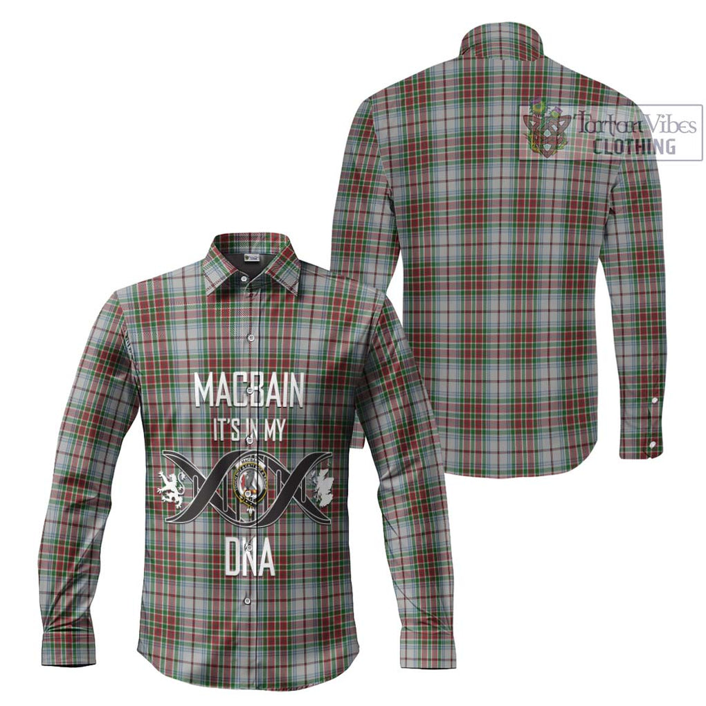 MacBain Dress Tartan Long Sleeve Button Shirt with Family Crest DNA In Me Style Men's Shirt - Tartanvibesclothing Shop