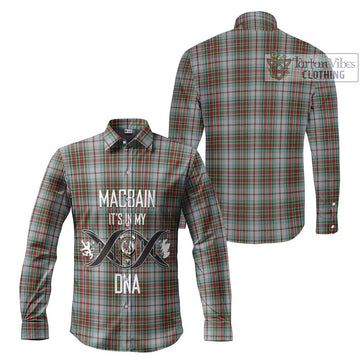 MacBain Dress Tartan Long Sleeve Button Shirt with Family Crest DNA In Me Style