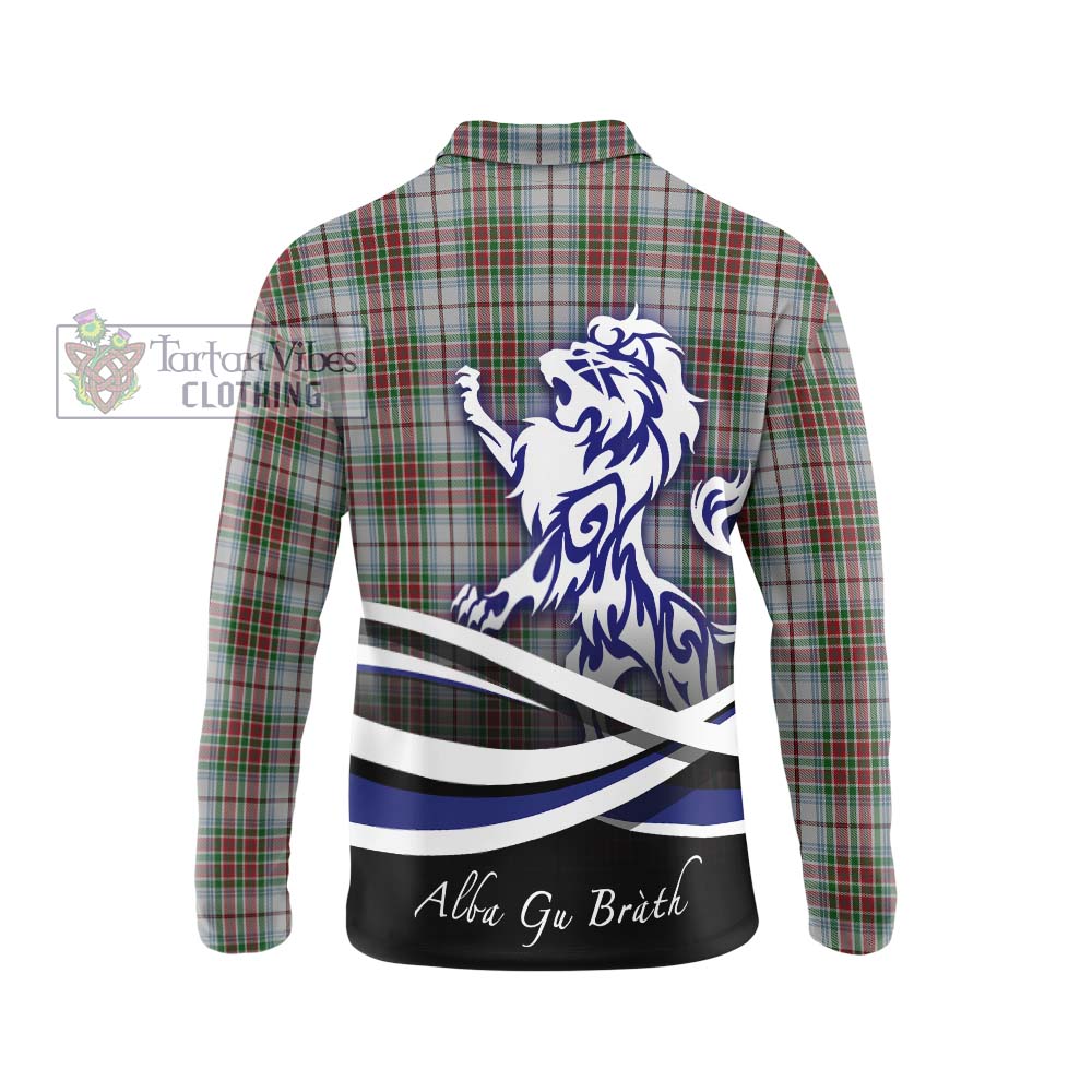 MacBain Dress Tartan Long Sleeve Polo Shirt with Alba Gu Brath Regal Lion Emblem - Tartanvibesclothing Shop