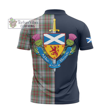 MacBain Dress Tartan Zipper Polo Shirt Alba with Scottish Lion Royal Arm Half Style