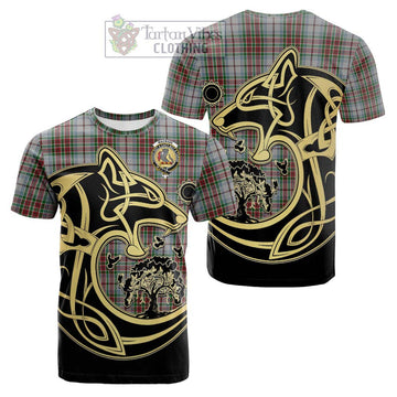 MacBain Dress Tartan Cotton T-shirt with Family Crest Celtic Wolf Style