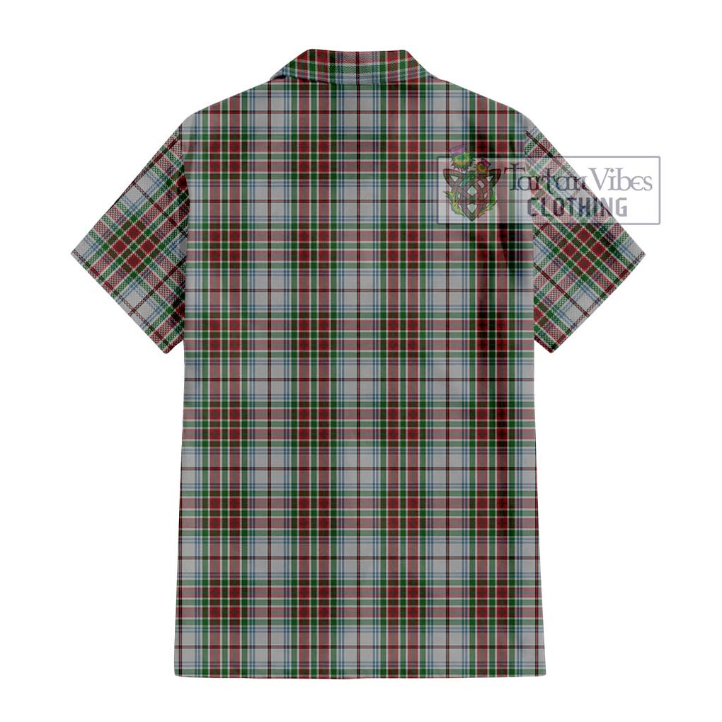 MacBain Dress Tartan Short Sleeve Button Shirt with Family Crest DNA In Me Style - Tartanvibesclothing Shop