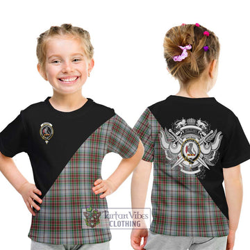 MacBain Dress Tartan Kid T-Shirt with Family Crest and Military Logo Style