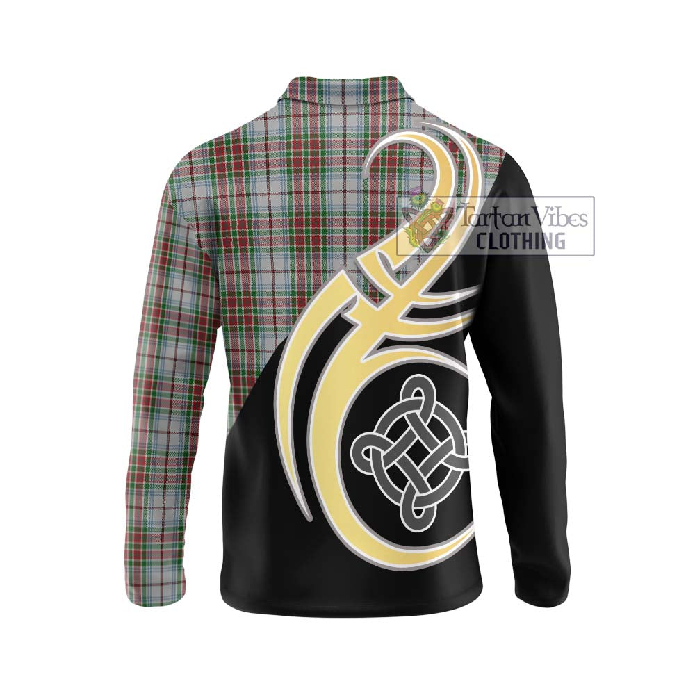 MacBain Dress Tartan Long Sleeve Polo Shirt with Family Crest and Celtic Symbol Style - Tartan Vibes Clothing