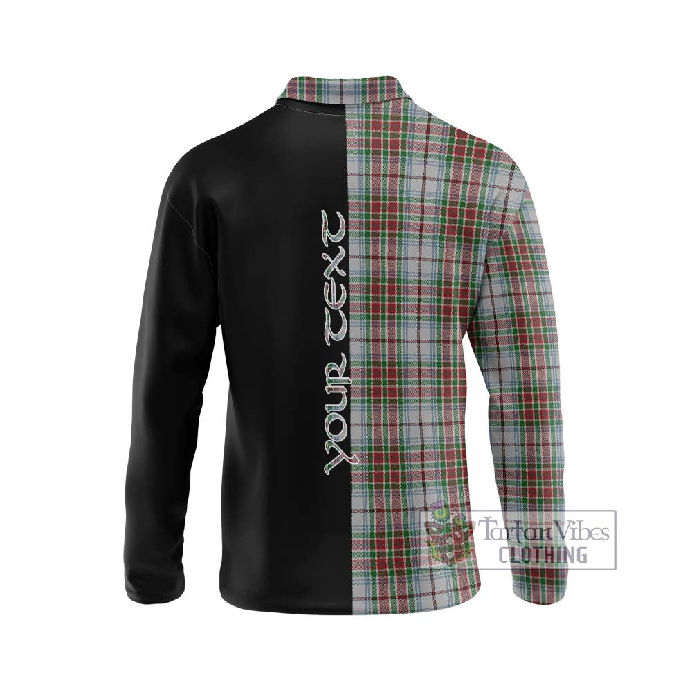 MacBain Dress Tartan Long Sleeve Polo Shirt with Family Crest and Half Of Me Style - Tartanvibesclothing Shop