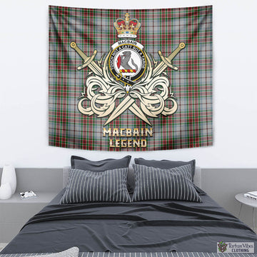 MacBain Dress Tartan Tapestry with Clan Crest and the Golden Sword of Courageous Legacy