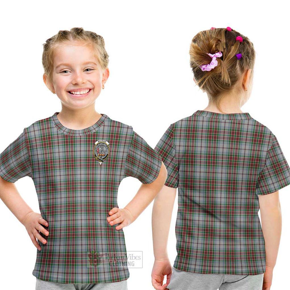 MacBain Dress Tartan Kid T-Shirt with Family Crest - Tartanvibesclothing Shop