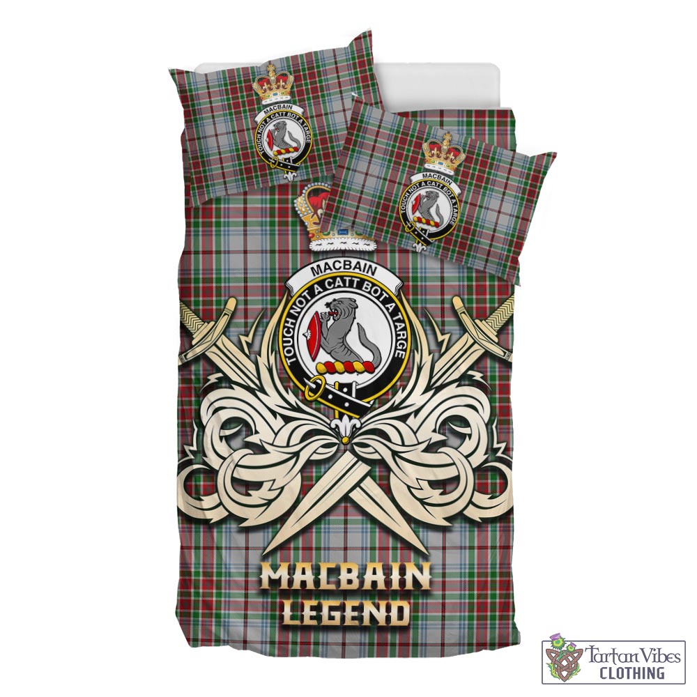 Tartan Vibes Clothing MacBain Dress Tartan Bedding Set with Clan Crest and the Golden Sword of Courageous Legacy