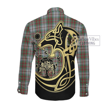 MacBain Dress Tartan Long Sleeve Button Shirt with Family Crest Celtic Wolf Style