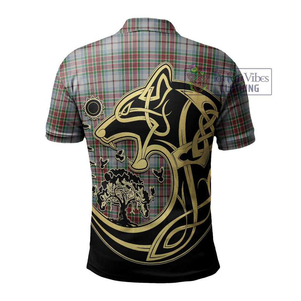 MacBain Dress Tartan Polo Shirt with Family Crest Celtic Wolf Style - Tartanvibesclothing Shop