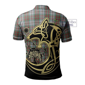 MacBain Dress Tartan Polo Shirt with Family Crest Celtic Wolf Style