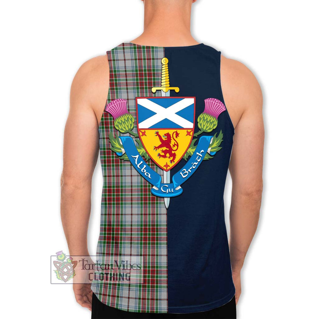 Tartan Vibes Clothing MacBain Dress Tartan Men's Tank Top with Scottish Lion Royal Arm Half Style