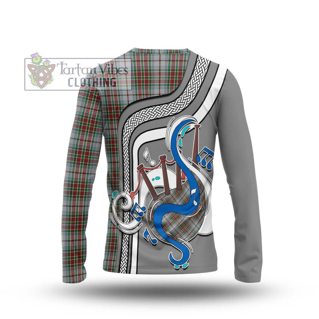 Tartan Vibes Clothing MacBain Dress Tartan Long Sleeve T-Shirt with Epic Bagpipe Style