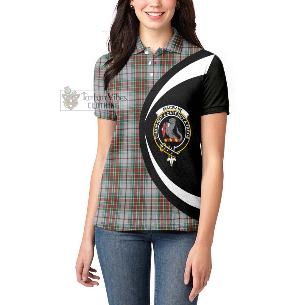 MacBain Dress Tartan Women's Polo Shirt with Family Crest Circle Style - Tartan Vibes Clothing