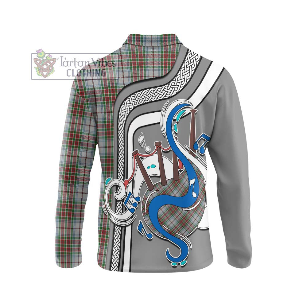 Tartan Vibes Clothing MacBain Dress Tartan Long Sleeve Polo Shirt with Epic Bagpipe Style