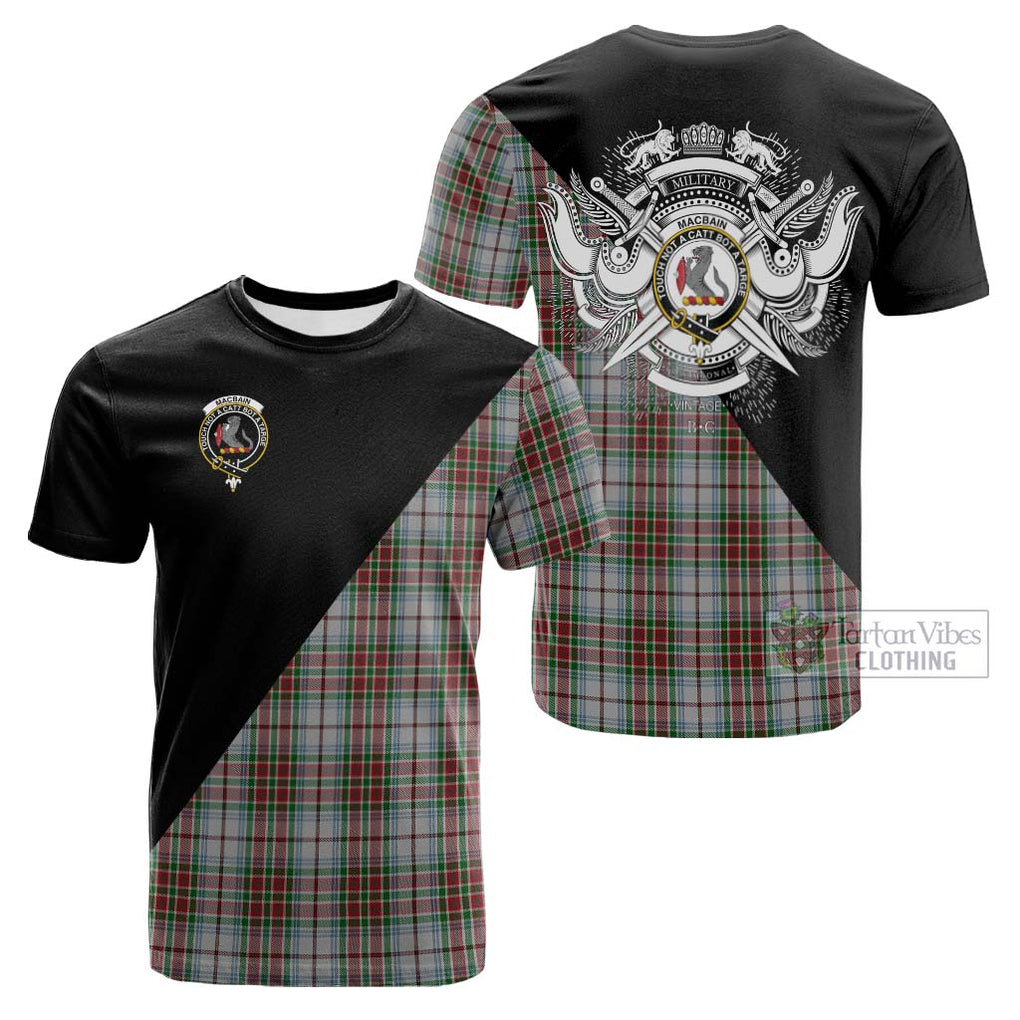 Tartan Vibes Clothing MacBain Dress Tartan Cotton T-shirt with Family Crest and Military Logo Style