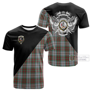 MacBain Dress Tartan Cotton T-shirt with Family Crest and Military Logo Style