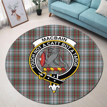 MacBain Dress Tartan Round Rug with Family Crest