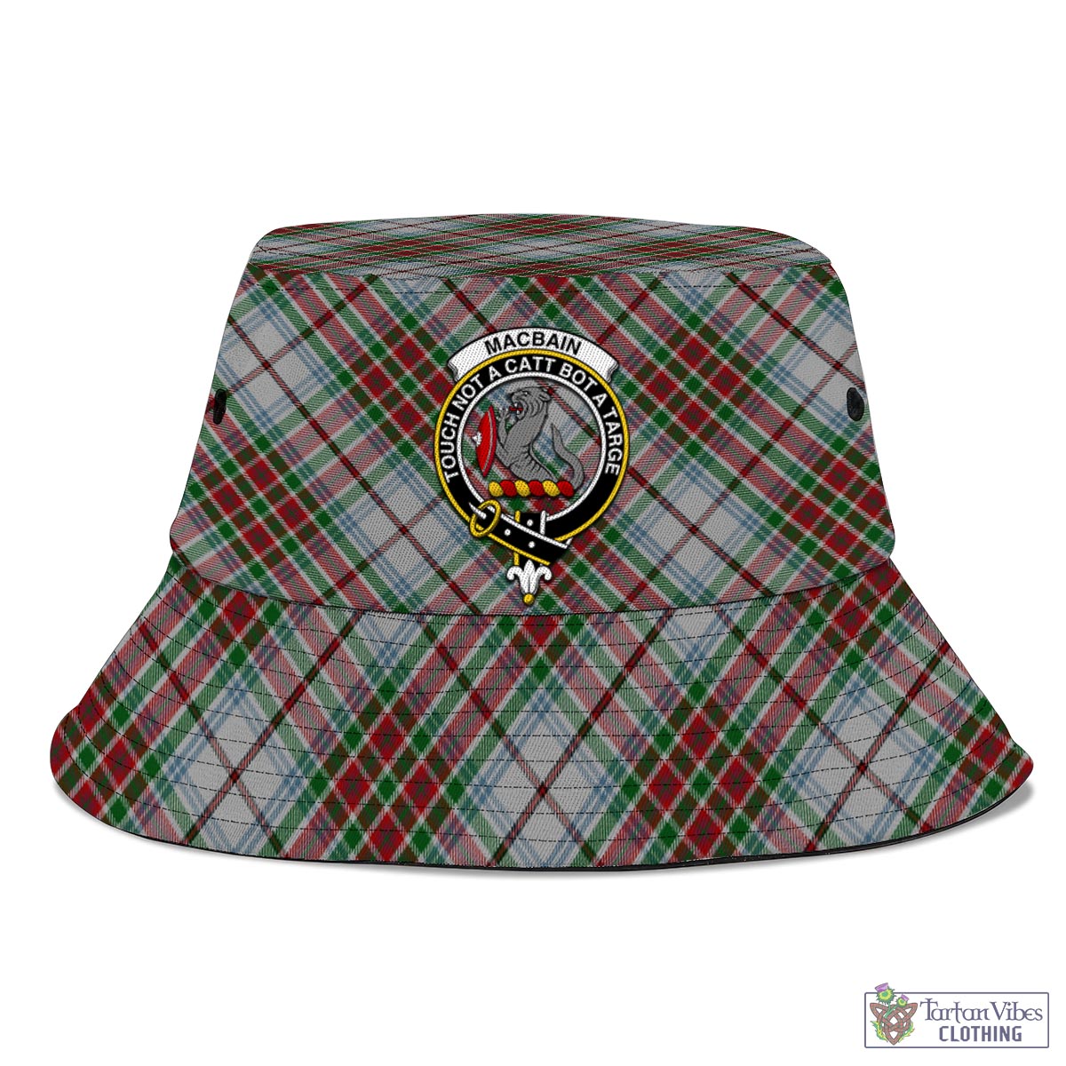 Tartan Vibes Clothing MacBain Dress Tartan Bucket Hat with Family Crest