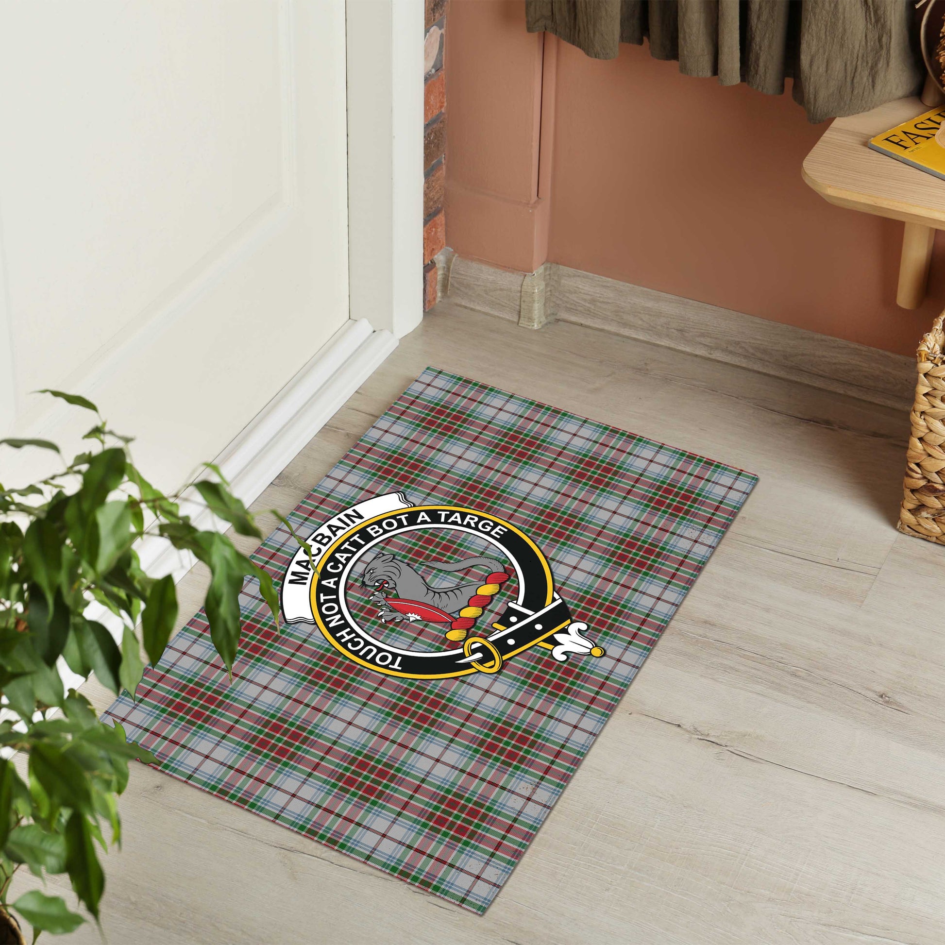 MacBain Dress Tartan Door Mat with Family Crest - Tartanvibesclothing