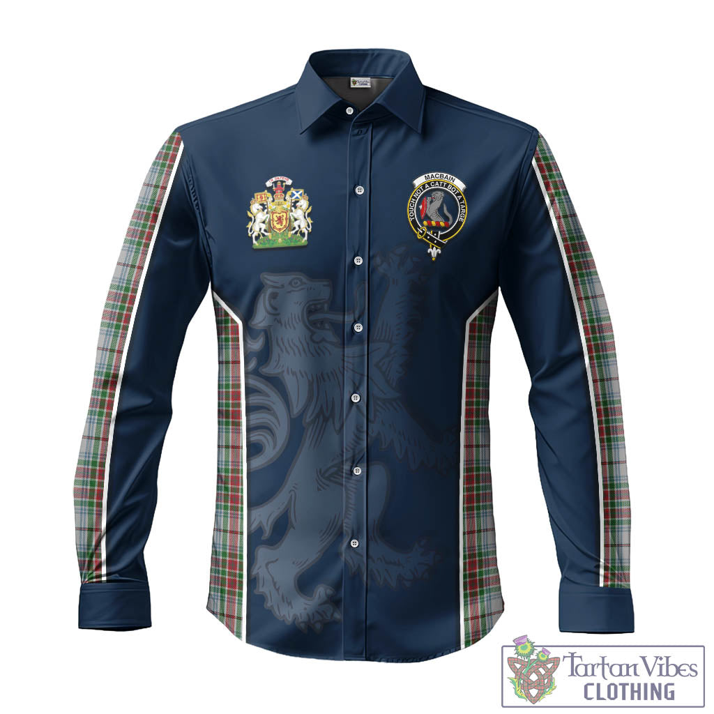 Tartan Vibes Clothing MacBain Dress Tartan Long Sleeve Button Up Shirt with Family Crest and Lion Rampant Vibes Sport Style