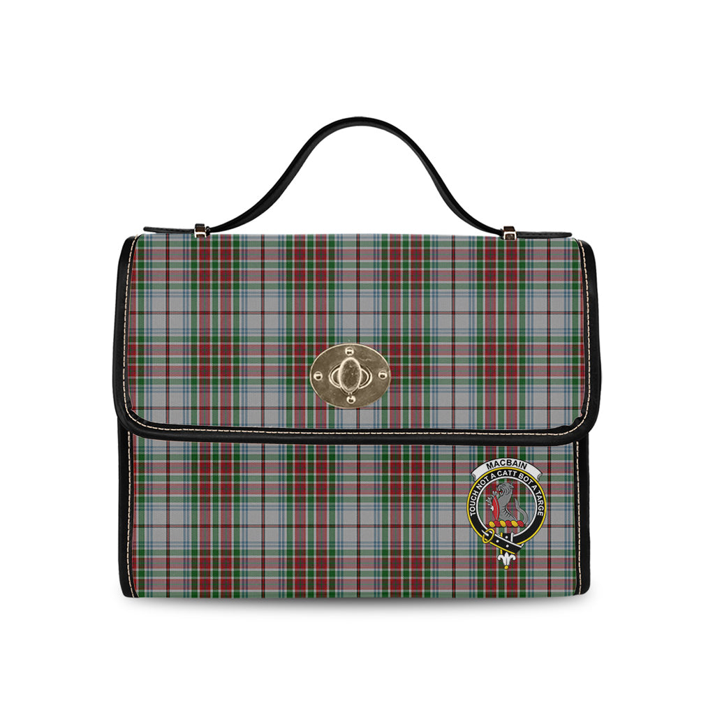 macbain-dress-tartan-leather-strap-waterproof-canvas-bag-with-family-crest