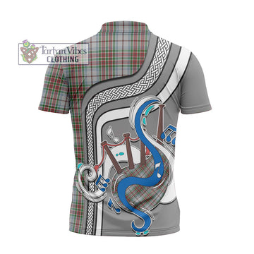 MacBain Dress Tartan Zipper Polo Shirt with Epic Bagpipe Style