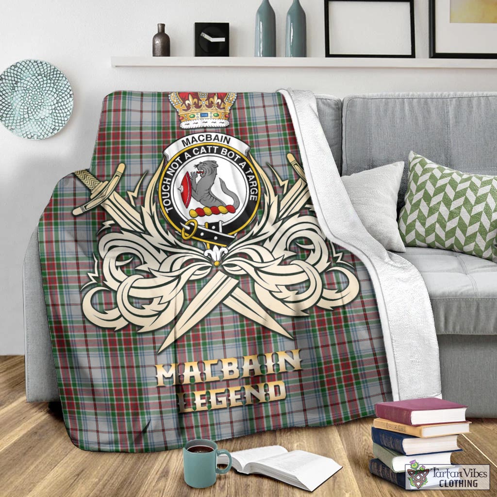 Tartan Vibes Clothing MacBain Dress Tartan Blanket with Clan Crest and the Golden Sword of Courageous Legacy