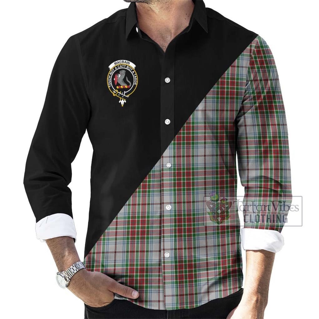 MacBain Dress Tartan Long Sleeve Button Shirt with Family Crest and Military Logo Style - Tartanvibesclothing Shop