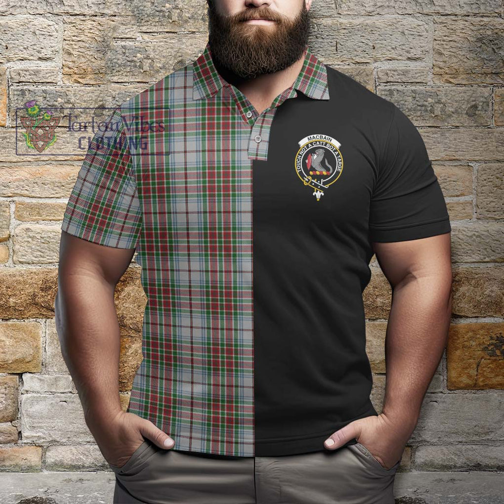 MacBain Dress Tartan Polo Shirt with Family Crest and Half Of Me Style - Tartanvibesclothing Shop