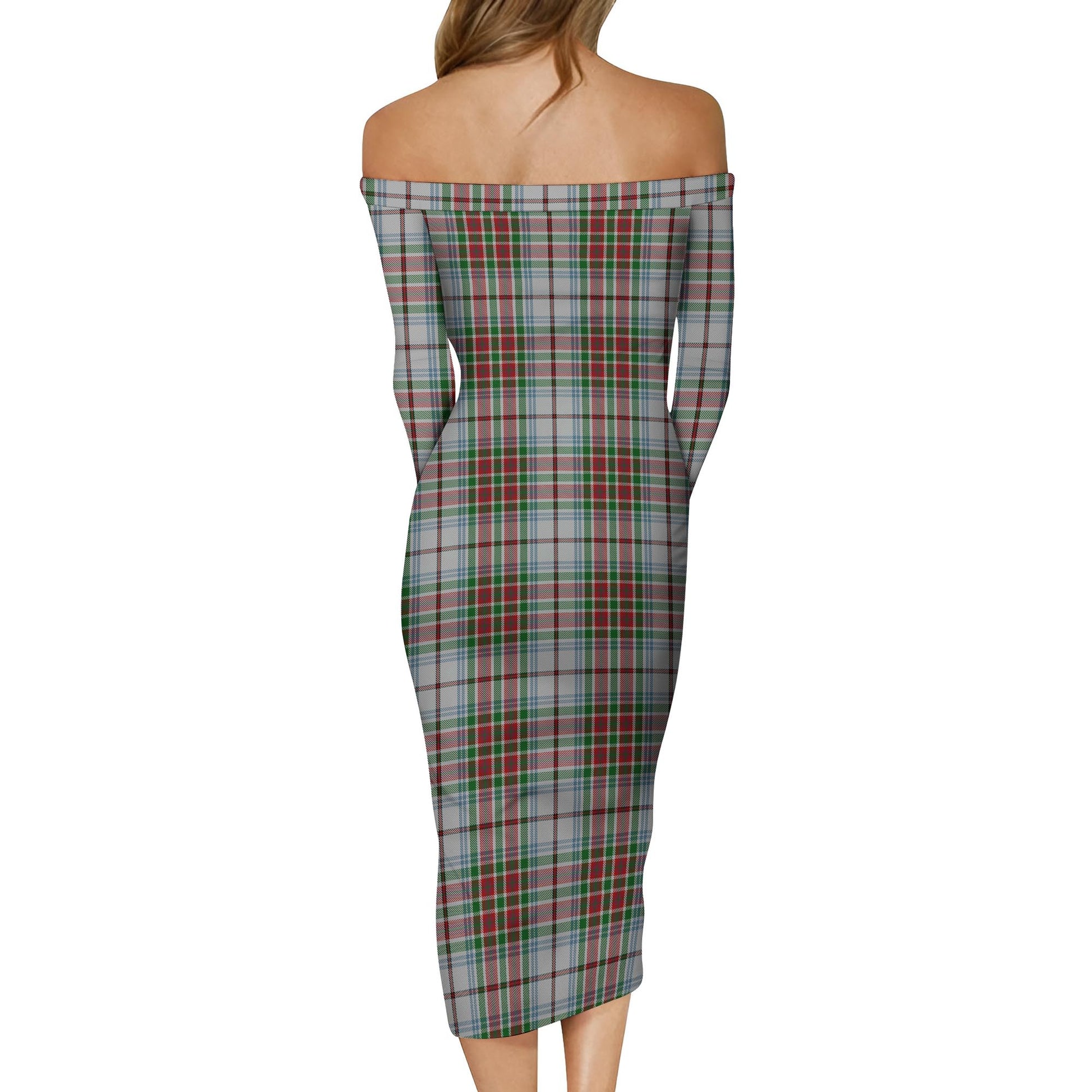 MacBain Dress Tartan Off Shoulder Lady Dress - Tartanvibesclothing