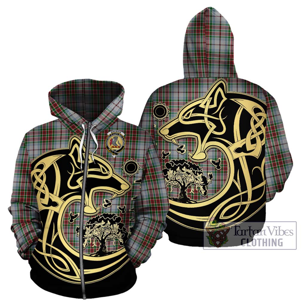 Tartan Vibes Clothing MacBain Dress Tartan Hoodie with Family Crest Celtic Wolf Style