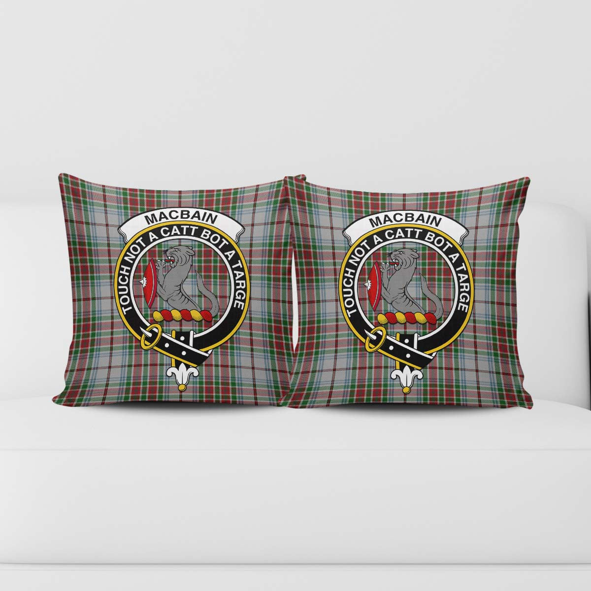 MacBain Dress Tartan Pillow Cover with Family Crest - Tartanvibesclothing